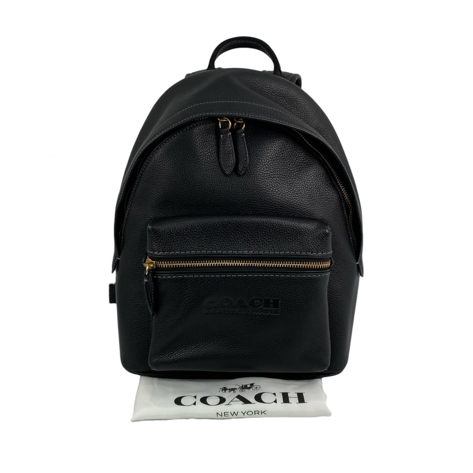 ☆ COACH 蔻馳 Black Calfskin Backpack 黑色小牛皮背包-267014615