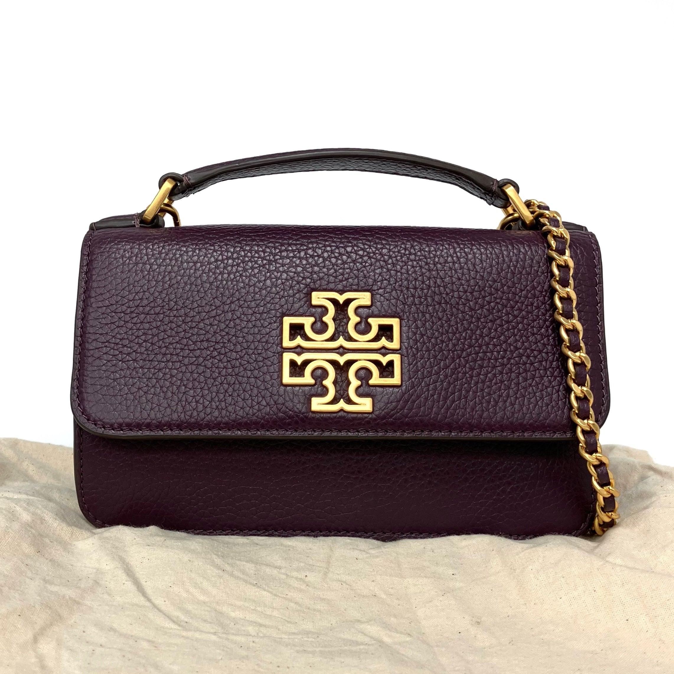 ☆Tory Burch 托里伯奇 Purple Calfskin Chain 2 Way Bag 紫色小牛皮鏈條兩用袋 - 26700078 ...