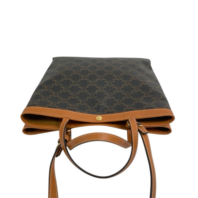CELINE 思琳 Black And Brown Coated Canvas Triomphe Small Square Cabas ...