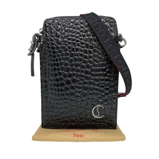 Christian Louboutin Black And Red Crocodile Embossed Calfskin Loubil ...